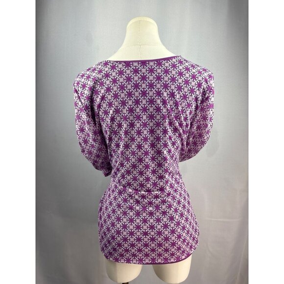 41 Hawthorn Womens Medium Purple & White Geometric Print Top - Picture 6 of 6